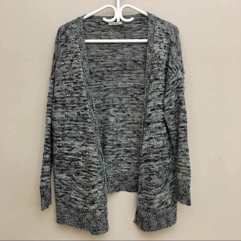 BELLE DU JOUR Heather Grey Open Front Long Knit Cardigan Women’s Small/Medium